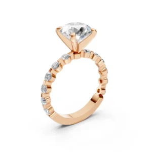 Diamond Engagement Ring with Peg Head and Rectangular-Prong Accent Shank – 14K Gold