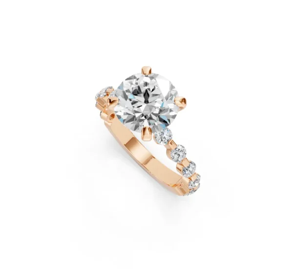 Diamond Engagement Ring with Peg Head and Rectangular-Prong Accent Shank – 14K Gold - Image 2