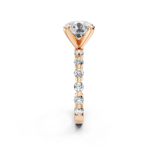 Diamond Engagement Ring with Peg Head and Rectangular-Prong Accent Shank – 14K Gold - Image 3