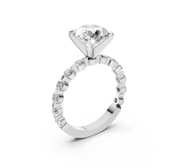 Diamond Engagement Ring with Peg Head and Rectangular-Prong Accent Shank – 14K Gold - Image 5