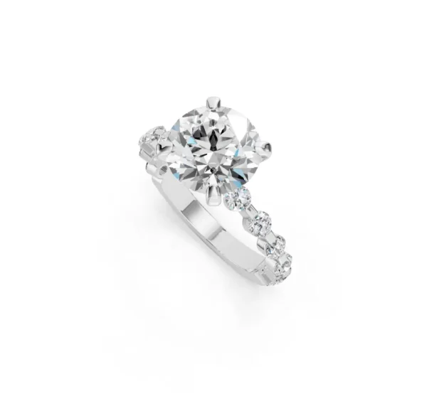 Diamond Engagement Ring with Peg Head and Rectangular-Prong Accent Shank – 14K Gold - Image 6