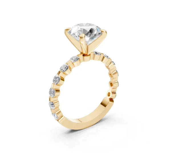 Diamond Engagement Ring with Peg Head and Rectangular-Prong Accent Shank – 14K Gold - Image 9
