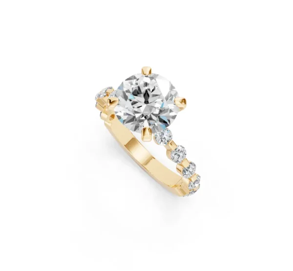 Diamond Engagement Ring with Peg Head and Rectangular-Prong Accent Shank – 14K Gold - Image 10