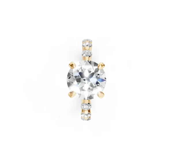 Diamond Engagement Ring with Peg Head and Rectangular-Prong Accent Shank – 14K Gold - Image 12