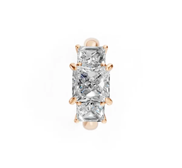 Three-Stone Princess Diamond Ring with Cathedral Shank – 18K Gold - Image 5