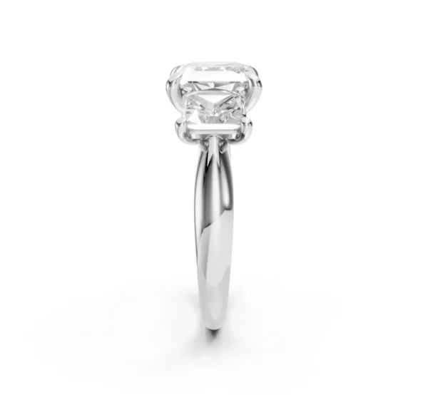 Three-Stone Princess Diamond Ring with Cathedral Shank – 18K Gold - Image 8