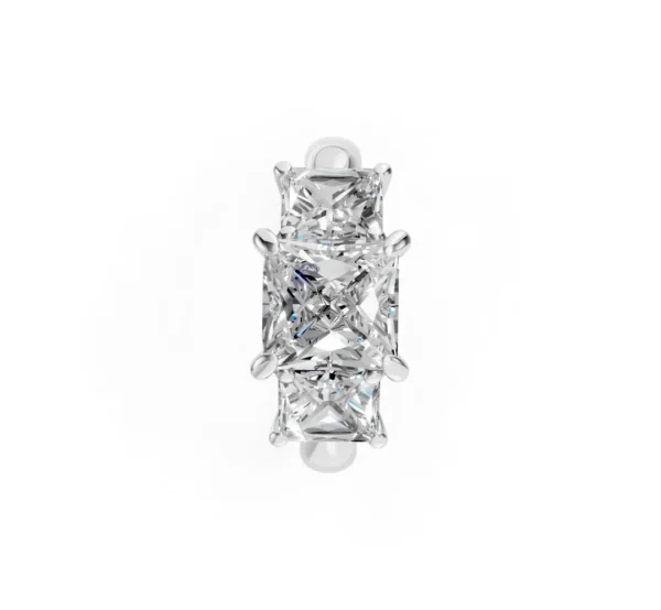Three-Stone Princess Diamond Ring with Cathedral Shank – 18K Gold - Image 9