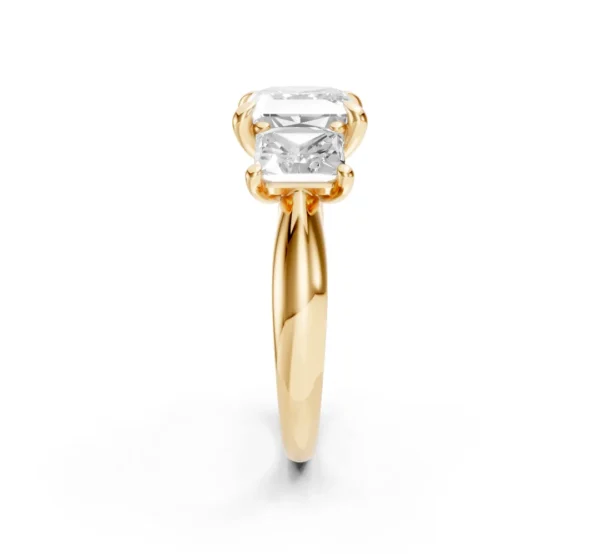 Three-Stone Princess Diamond Ring with Cathedral Shank – 18K Gold - Image 12