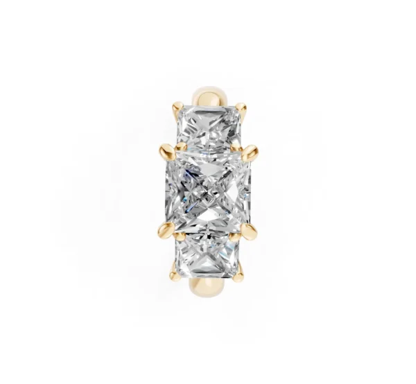 Three-Stone Princess Diamond Ring with Cathedral Shank – 18K Gold - Image 13